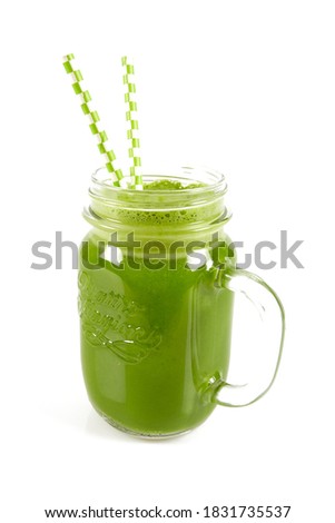 kale juice isolated on white background