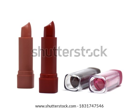 Beautiful colorfull​ of Lip stick is on white background with selective focus on.