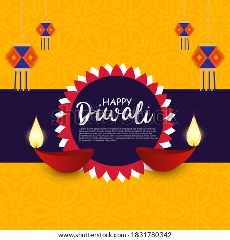 Vector illustration or greeting card of Diwali festival with stylish beautiful oil lamp and Diwali elements,Diwali SALE, Diwali Special offer background.