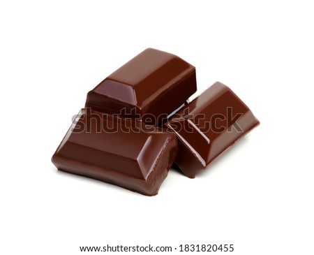 close up of chocolate pieces  isolated on white background