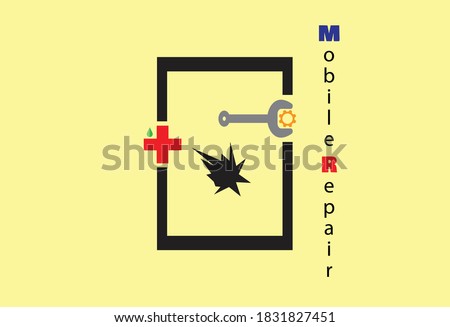 The logo picture shows the damaged cell phone waiting for repair. Mobile repair vector icon , repair mobile logo

