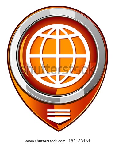 Earth orange pointer. Vector illustration.