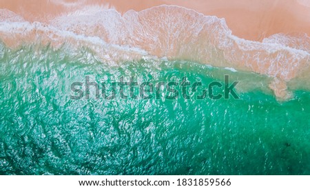  Aerial of waves on the beach, Oahu, Hawaii
