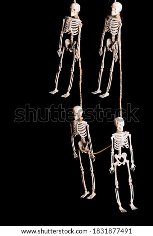 garland of skeletons on a black background isolate simbol halloween
