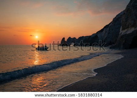 Beautiful Lalaria Beach at sunrise on Skiathos island Greece