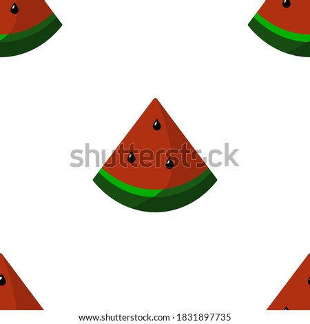 Vector seamless pattern of slices of juicy watermelon on a transparent background