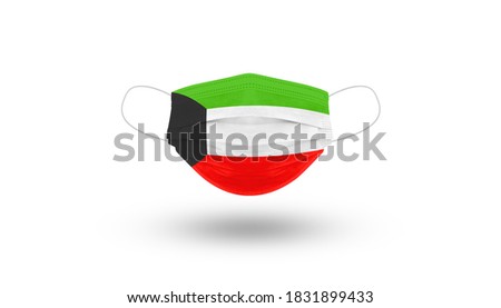 Illustration, A mask with Kuwait flag isolation over white background.