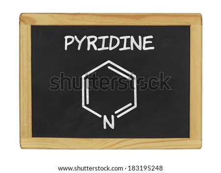 chemical formula of pyridine on a blackboard