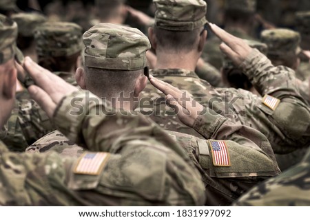 US military salute. US Army Soldiers. Memorial Day. Veterans Day. Royalty-Free Stock Photo #1831997092