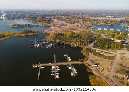 Aerial autumn view of Hamina city, Finland. Royalty-Free Stock Photo #1832114506