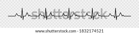 Heartbeat pulse vector line icon. Pulse isolated on transparent background. Heart beat, cardiogram. Vector illustration for medical offers and websites. Royalty-Free Stock Photo #1832174521