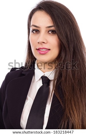 Portrait of an attractive young businesswoman isolated on white background