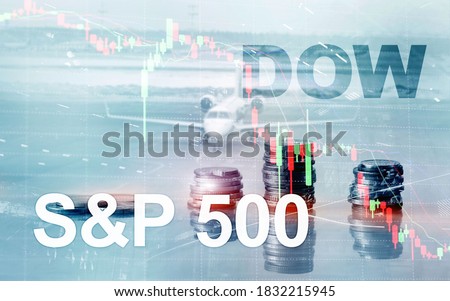 American stock market. Sp500 and Dow Jones. Financial Trading Business concept Royalty-Free Stock Photo #1832215945