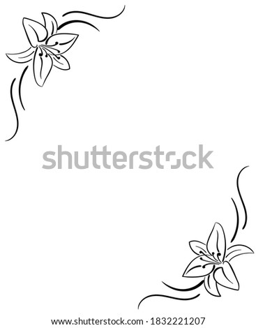 Floral background. Beautiful frame with flowers lily. Element for design.
