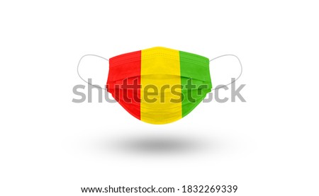Illustration, A mask with Guinea flag isolation over white background.