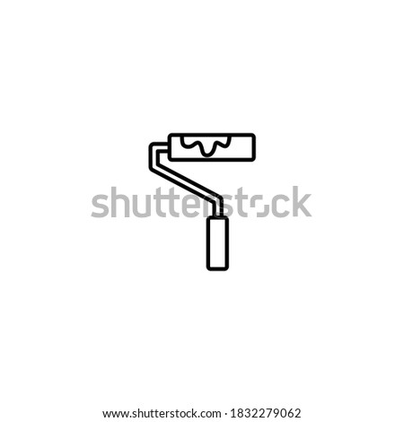 Paint roller icon. Construction icon. Simple, flat, black, outline.
