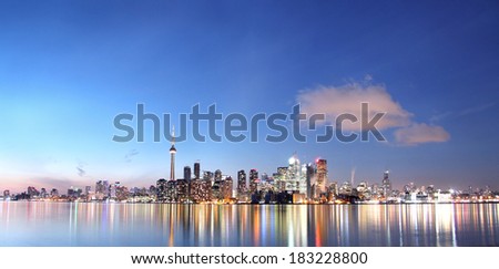 Panorama of Toronto, Canada at sunset