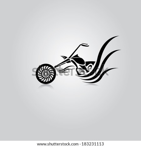 vector Silhouette of classic motorcycle with fire wings. motorcycle icon