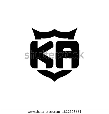 KA Logo monogram with shield around crown shape design template on white background