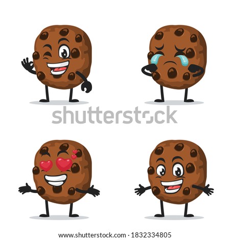 vector illustration of chocochips mascot or character collection set with expression theme