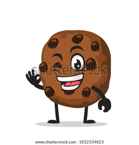 vector illustration of chocochips mascot or character with nice hand
