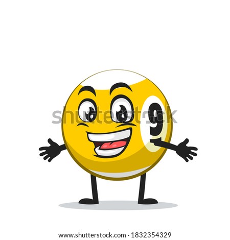 vector illustration of billiard ball character or mascot open hand