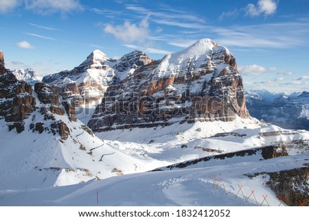 Tofana di Rozes, Dolomites, South Tirol, view from Lagazuoi cable car Royalty-Free Stock Photo #1832412052