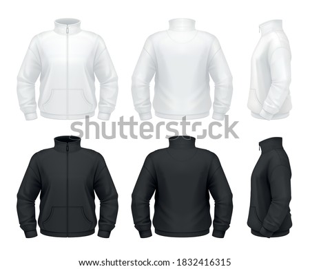 Vector mockup of classic men's fleece jacket. Royalty-Free Stock Photo #1832416315
