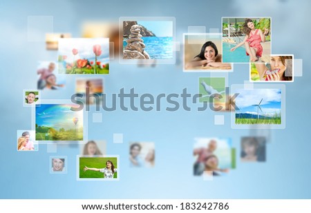 Travel and photo sharing technology background