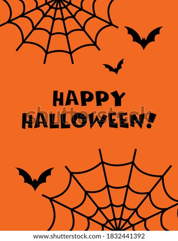 Halloween banner design with spider web and bats. Vector illustration