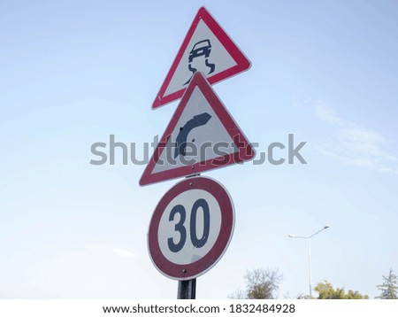 Roads signs and blue background