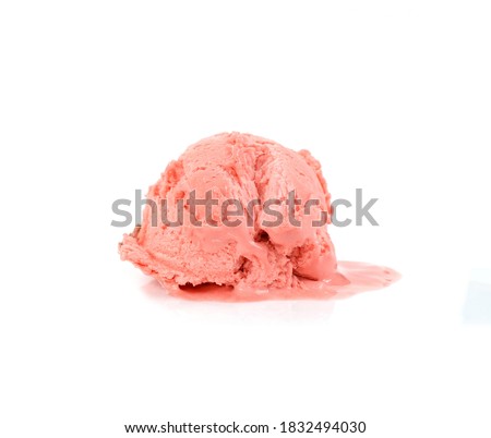 strawberry ice cream ball isolated on white background