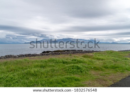 Landscape view in Iceland at cloudy day.