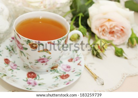 Spring still life, morning tea with dessert