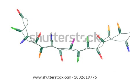 Christmas lights string isolated on white background with clipping path

