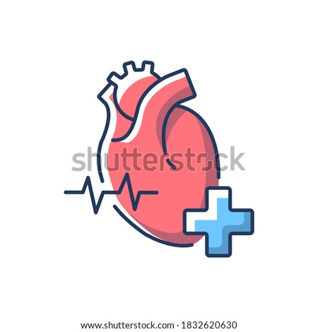 Cardiology department RGB color icon. Cardiologist. Cardiology consultant. Heart disease treatment. Medical diagnosis. Cardiac surgeon. Hospital department. Isolated vector illustration
