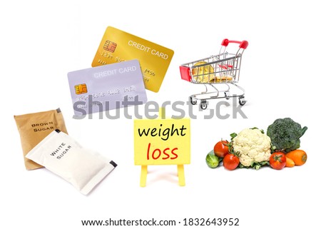 mock-up demo credit card  with shopping cart on white background.