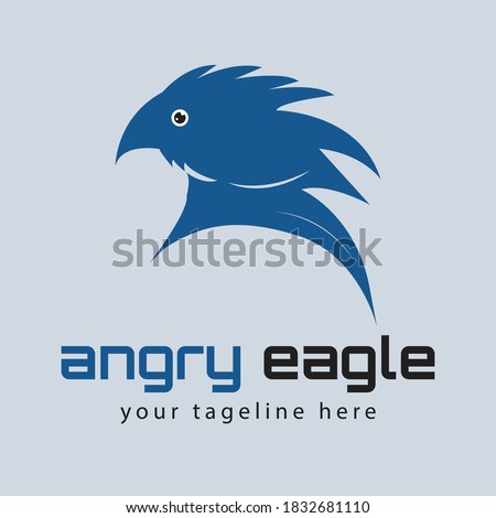 Angry Eagle Logo design vector template negative space. Creative Wild Bird Falcon Hawk Logotype concept icon