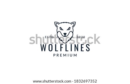 wolf or dog forest head line minimalist logo vector illustration design