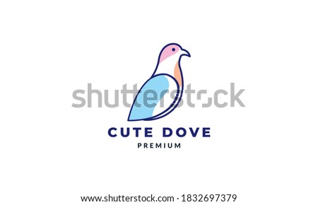 dove or pigeon  line abstract colorful modern logo vector illustration design