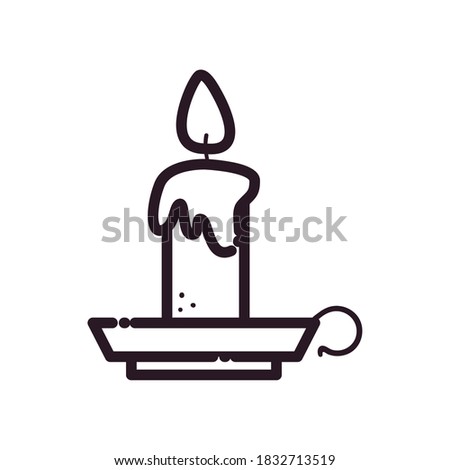 Candle line style icon design, Fire flame candlelight light spirituality burn and decoration theme Vector illustration