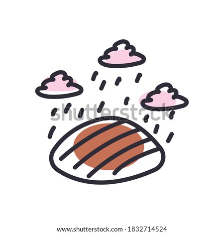 farm crop with clouds and rain line and fill style icon design, agronomy lifestyle agriculture harvest rural farming and country theme Vector illustration