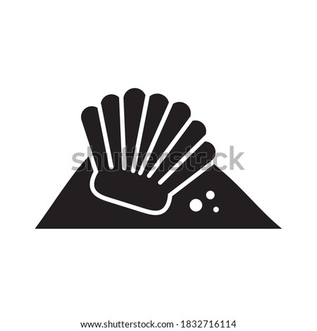 shell on the sand icon over white background, silhouette style, vector illustration