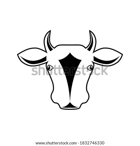 Cow head icon vector, flat style.