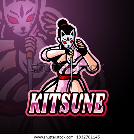 Kitsune esport logo mascot design