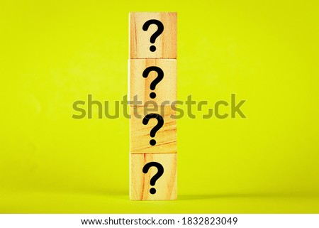 ? Questions Mark word in wooden cube block