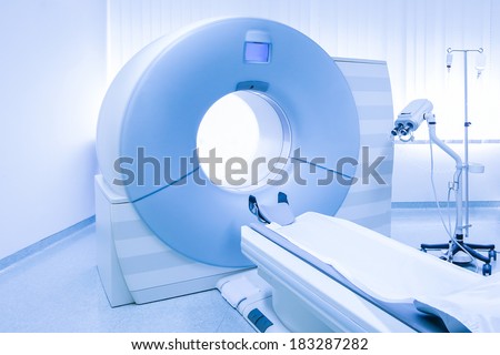MRi scanner in hospital laboratory Royalty-Free Stock Photo #183287282