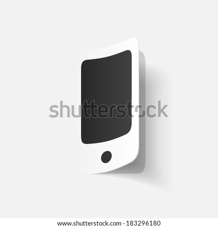 Paper clipped sticker: iPhone. Isolated illustration icon