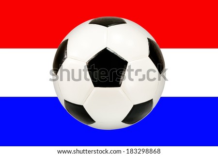 soccer ball with Holland flag background