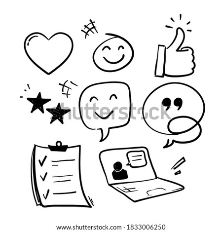 hand drawn Simple Set of Testimonials Related Vector Line Icons. in doodle style vectors sketch Royalty-Free Stock Photo #1833006250